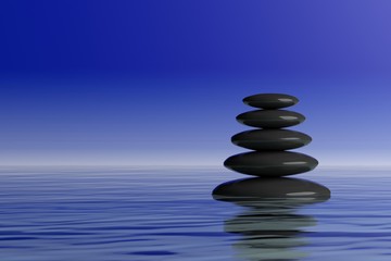 Obraz na płótnie Canvas Zen stones stack in water. 3d illustration