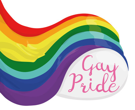 Rainbow Flag over a Button Celebrating Gay Pride, Vector Illustration
