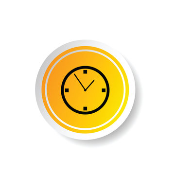 sticker in yellow color with clock illustration