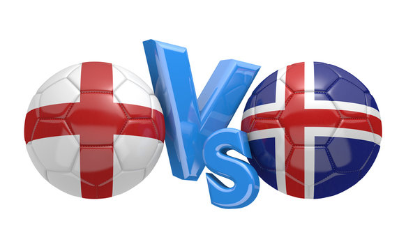 Football competition between national teams England and Iceland, 3D rendering