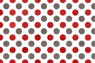 Fototapeta na wymiar Watercolor dark red and grey polka dot background.