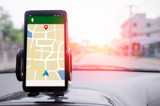 Mobile smart phone GPS navigator selective focus shallow depth o