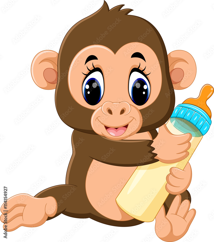 Poster illustration of cute cartoon monkey