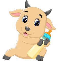 illustration of Cute cartoon goat