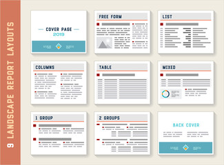 Document Report Landscape Album Layout Templates Set