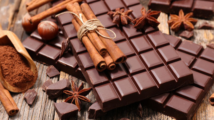 chocolate bar and spices