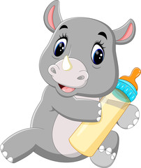 illustration of cute rhino cartoon