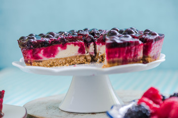 slice of forest fruit cheesecake