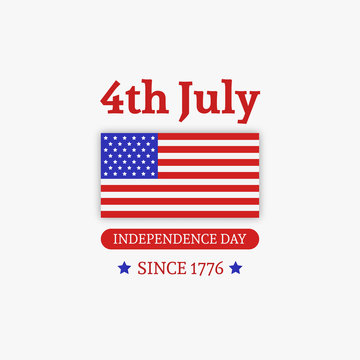 Fourth of July. Stylish American Independence Day design with american flag. Usable for 4th of July greeting cards, web sites, banners, print. Vector Template.