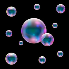 Transparent realistic soap bubbles. Isolated vector i