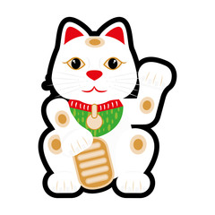 Cat  icon. Japan culture. Vector graphic