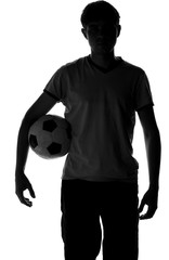 portrait of a football player with the ball