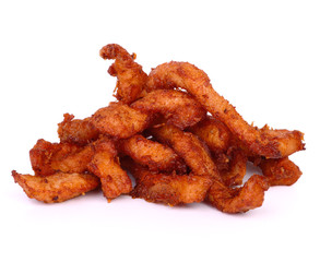 Fried pork - Dry pork on white background