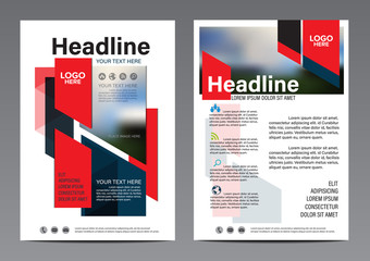 Red Tab Brochure Annual Report Flyer design template. Leaflet cover Presentation Modern flat background. illustration vector in A4 size