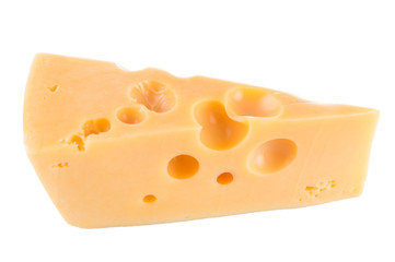 Piece of cheese isolated on a white background