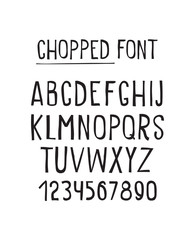 Line simple chopped font. Universal alphabet with capital letter