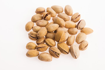 pistachios on white background