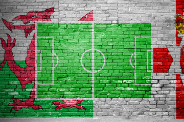 Wales vs. Nordirland Ziegelsteinmauer Graffiti