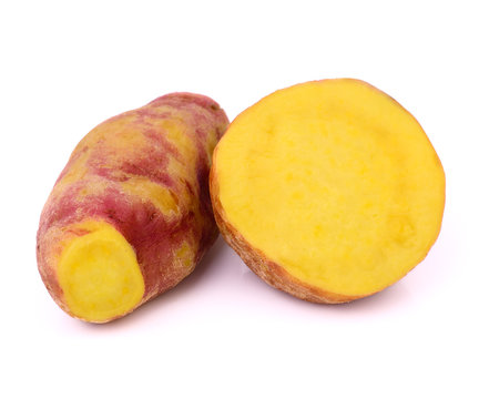 boiled sweet potato isolated on white background