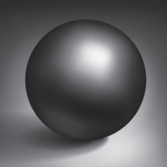 Vector volume black sphere, glossy dark metal ball, surround the object for you project design