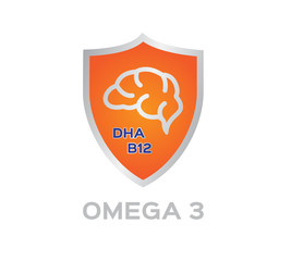 omega 3 icon and logo , vector . omega 3 shield set