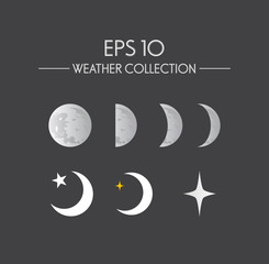 Weather collection. Moon and star