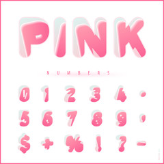 Pink colored numbers with shift the axis into the background. Sample of vector illustration. Best used for flyers, posters, wallpaper and educational purposes.