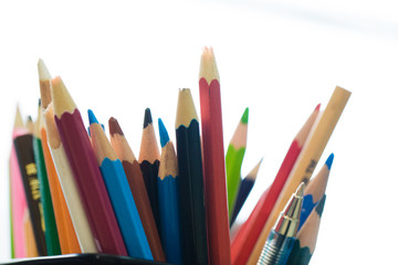 colorful pencils in the box