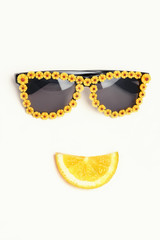 flower sunglasses with lemon lips