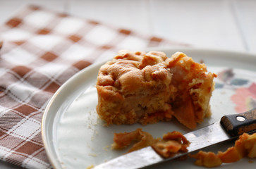 Slice of apple pie on the plate