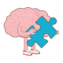 human brain with puzzle piece icon