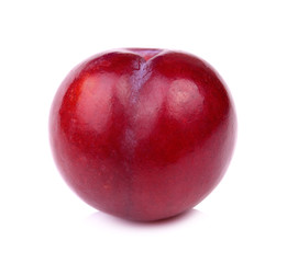 Red plum fruit isolated on white background