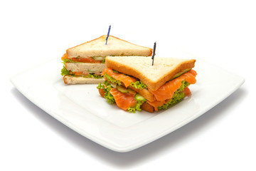 sandwich with salmon and cucumber