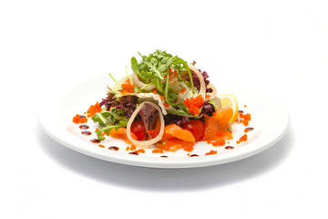 seafood salad and arugula