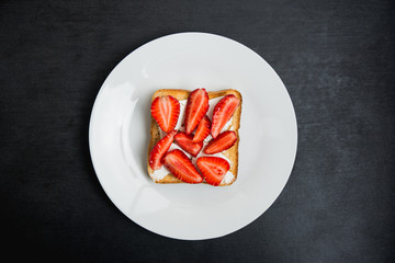 toast with feta and strawberries