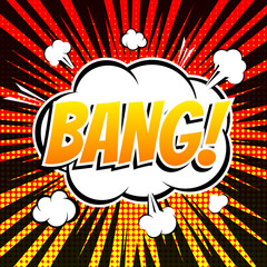 Bang comic book bubble text retro style