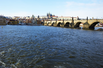 Obraz premium Prague castle and Charles bridge, Prague (UNESCO), Czech republic
