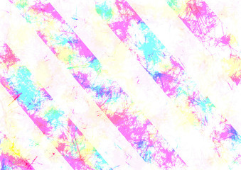 Abstract drawn colorful background with diagonal stripes. Banner with effect of crumpled paper with scratches, abrasion, crack. Series of Grunge, Oil, Pastel, Chalk and Inc Backgrounds.