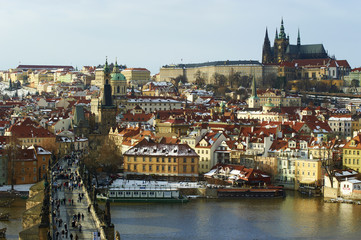 Naklejka na ściany i meble Prague castle and Charles bridge, Prague (UNESCO), Czech republic