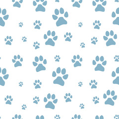 Fototapeta premium blue dog footstep seamless pattern