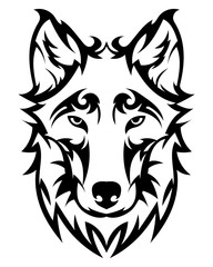 Beautiful wolf tattoo.Vector wolf's head as a design element on isolated background