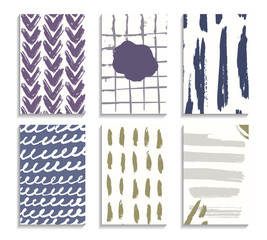 Set of hand drawn cards. Abstract backgrounds. Pastel creative template for cards, flyers, banners, posters