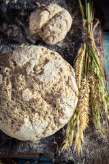 Closeup of bread with several grains