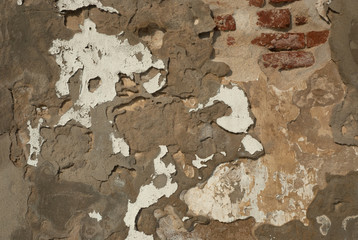 Old weathered brick wall fragment.