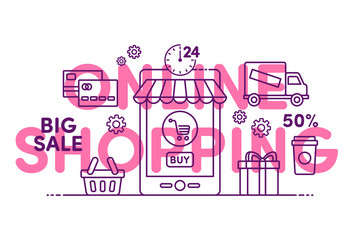 Fototapeta premium Illustration Shopping online