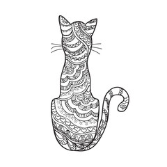 hand drawn decorated cartoon cat