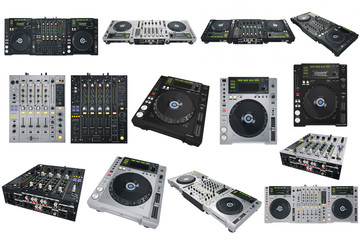 Set Dj musical equipment mix. 3D graphic
