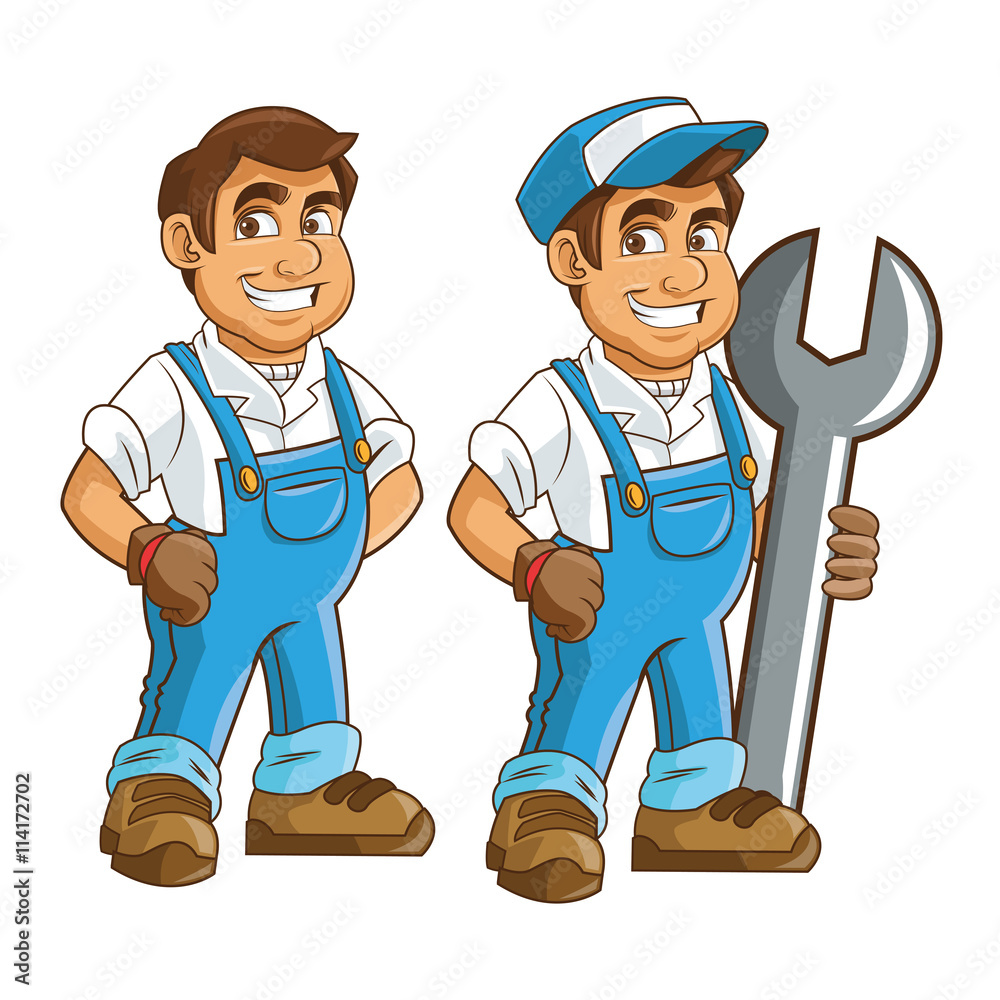 Wall mural plumbing service. plumber cartoon design. vector graphic