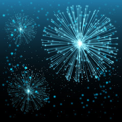 Starry fireworks on Cyan background