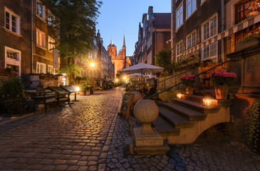 Mariacka street in Gdansk in the evening. Poland,